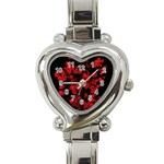 Dark Red Flower Heart Italian Charm Watch  Front