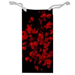 Dark Red Flower Jewelry Bag