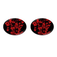 Dark Red Flower Cufflinks (oval)