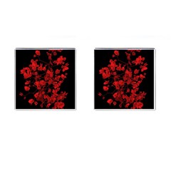 Dark Red Flower Cufflinks (square)