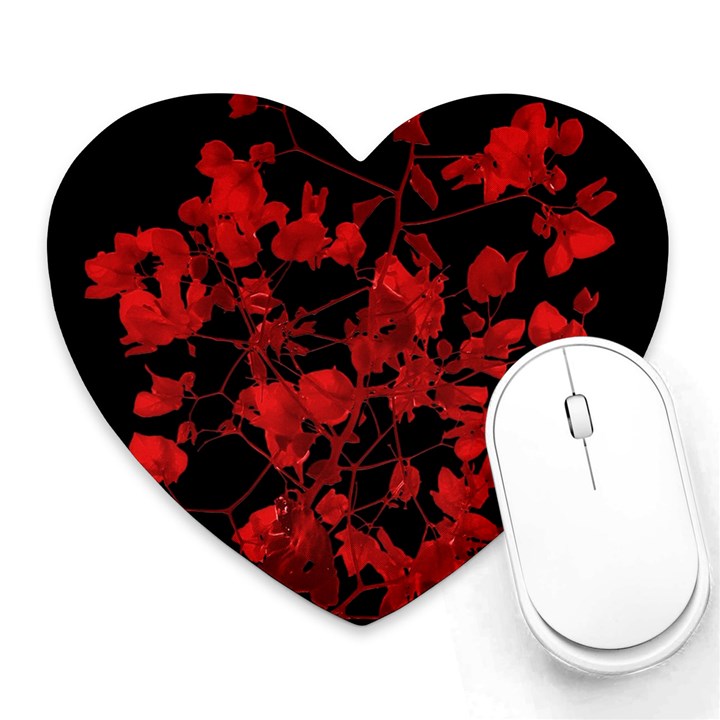 Dark Red Flower Mouse Pad (Heart)