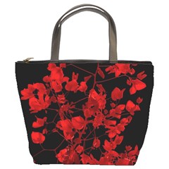 Dark Red Flower Bucket Handbag by dflcprints