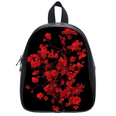 Dark Red Flower School Bag (small) by dflcprints