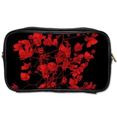 Dark Red Flower Travel Toiletry Bag (two Sides)