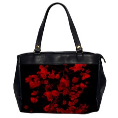 Dark Red Flower Oversize Office Handbag (one Side) by dflcprints