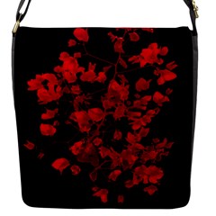 Dark Red Flower Flap Closure Messenger Bag (small) by dflcprints