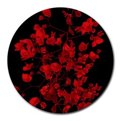 Dark Red Flower 8  Mouse Pad (round)