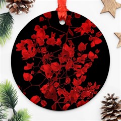 Dark Red Flower Round Ornament