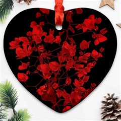 Dark Red Flower Heart Ornament by dflcprints