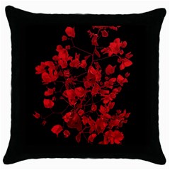 Dark Red Flower Black Throw Pillow Case by dflcprints