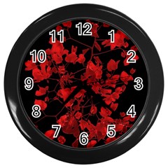 Dark Red Flower Wall Clock (black)