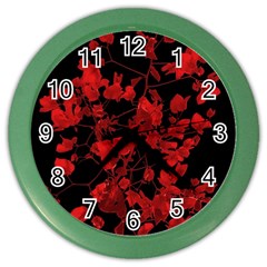 Dark Red Flower Wall Clock (color)