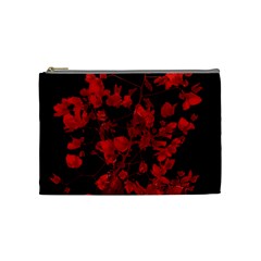 Dark Red Flower Cosmetic Bag (medium)