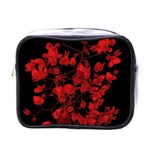 Dark Red Flower Mini Travel Toiletry Bag (One Side) Front