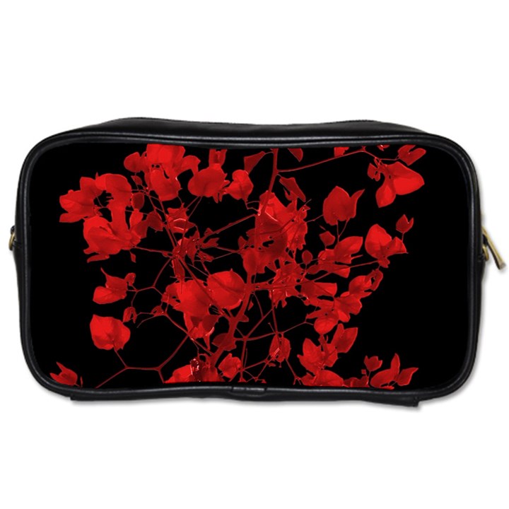 Dark Red Flower Travel Toiletry Bag (One Side)