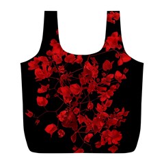 Dark Red Flower Reusable Bag (l) by dflcprints