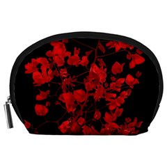 Dark Red Flower Accessory Pouch (large)