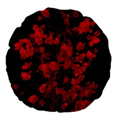 Dark Red Flower Large 18  Premium Flano Round Cushion 