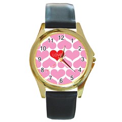 One Love Round Leather Watch (gold Rim)  by Kathrinlegg