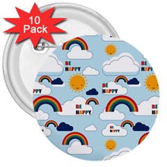 Be Happy Repeat 3  Button (10 Pack)