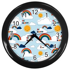 Be Happy Repeat Wall Clock (black)