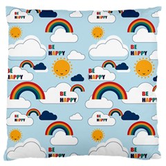 Be Happy Repeat Large Flano Cushion Case (one Side)