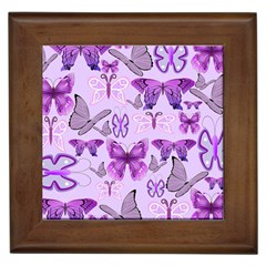 Purple Awareness Butterflies Framed Ceramic Tile