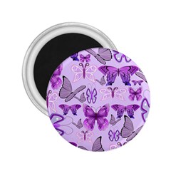 Purple Awareness Butterflies 2 25  Button Magnet by FunWithFibro