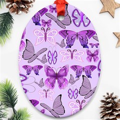 Purple Awareness Butterflies Oval Ornament by FunWithFibro