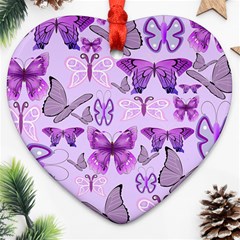 Purple Awareness Butterflies Heart Ornament by FunWithFibro