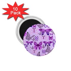 Purple Awareness Butterflies 1 75  Button Magnet (10 Pack) by FunWithFibro