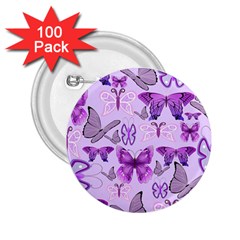 Purple Awareness Butterflies 2 25  Button (100 Pack) by FunWithFibro