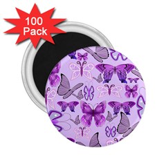 Purple Awareness Butterflies 2 25  Button Magnet (100 Pack)