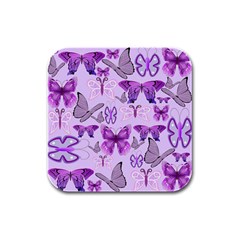 Purple Awareness Butterflies Drink Coasters 4 Pack (square) by FunWithFibro