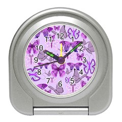 Purple Awareness Butterflies Desk Alarm Clock