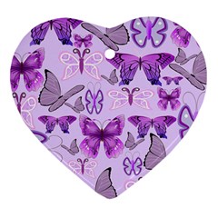 Purple Awareness Butterflies Heart Ornament (two Sides) by FunWithFibro