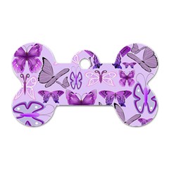 Purple Awareness Butterflies Dog Tag Bone (one Sided)