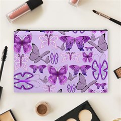 Purple Awareness Butterflies Cosmetic Bag (large)