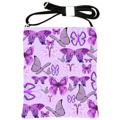 Purple Awareness Butterflies Shoulder Sling Bag by FunWithFibro