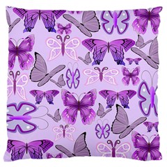 Purple Awareness Butterflies Large Cushion Case (two Sided)  by FunWithFibro