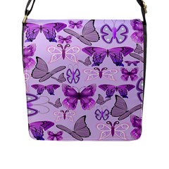 Purple Awareness Butterflies Flap Closure Messenger Bag (large)