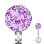 Purple Awareness Butterflies Stainless Steel Nurses Watch Front