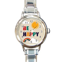 Be Happy Round Italian Charm Watch