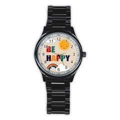 Be Happy Sport Metal Watch (black) by Kathrinlegg