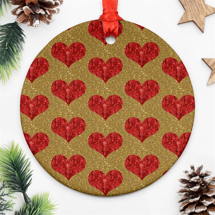 Sparkle Heart  Round Ornament