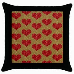 Sparkle Heart  Black Throw Pillow Case