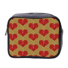 Sparkle Heart  Mini Travel Toiletry Bag (two Sides) by Kathrinlegg