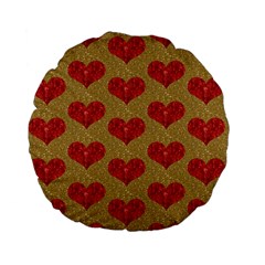 Sparkle Heart  Standard 15  Premium Flano Round Cushion  by Kathrinlegg