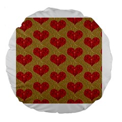 Sparkle Heart  Large 18  Premium Flano Round Cushion 