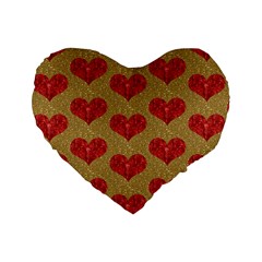 Sparkle Heart  Standard 16  Premium Flano Heart Shape Cushion 